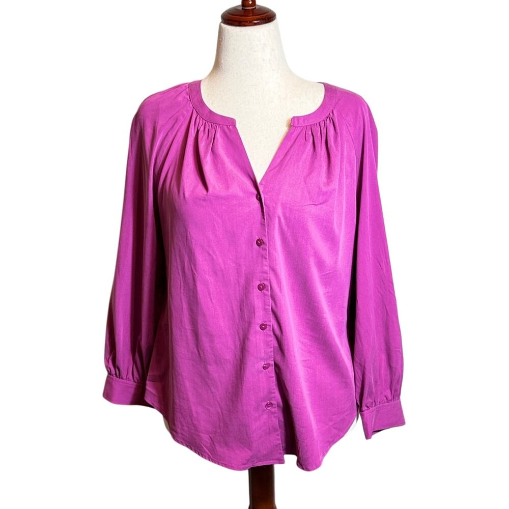 Chico's tunic pink long sleeve open neck button up blouse  Sz 1 US M